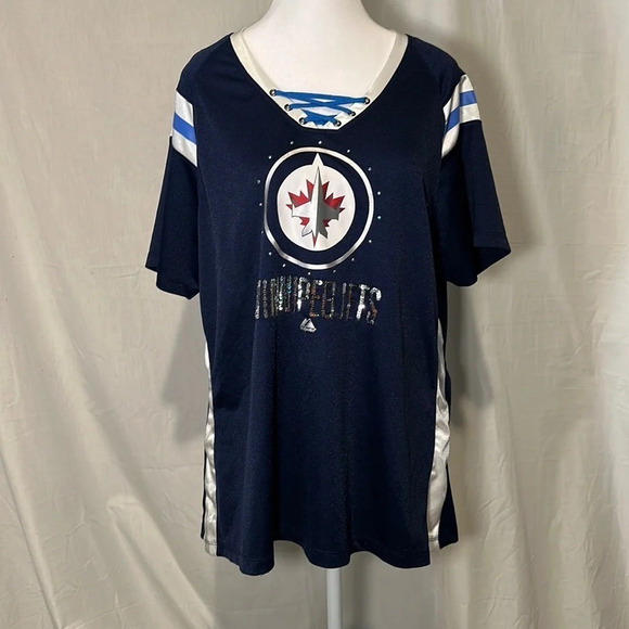 women’s red white & blue Winnipeg Jets NHL jersey size xxl - Picture 1 of 4